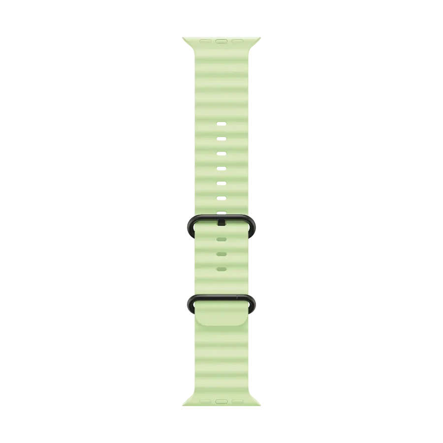 Apple 49мм Ocean Band - Black Titanium Finish Ремешок Ocean Band Неоновый зеленый для Apple Watch 44/45/46/49 mm — Изображение №1 Apple 49мм Ocean Band - Black Titanium Finish Ремешок Ocean Band Неоновый зеленый для Apple Watch 44/45/46/49 mm — Изображение №1