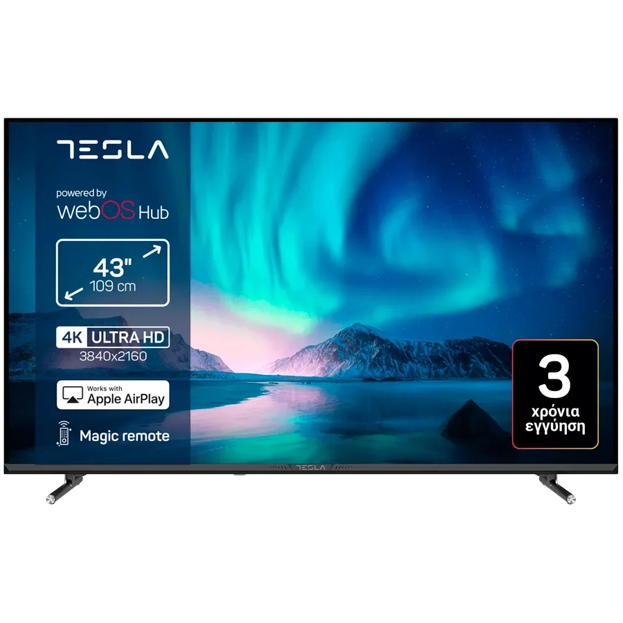 TESLA Смарт ТВ, LCD, 43", UHD, Чёрный — Изображение №1