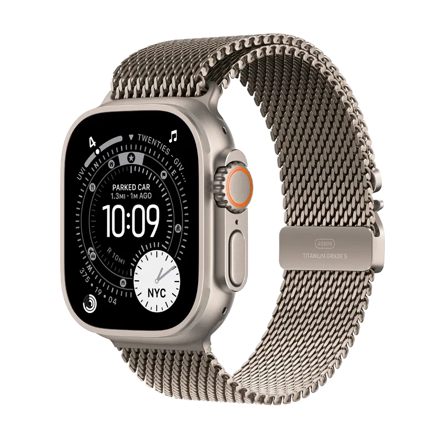 Apple Watch Ultra 3, 49mm, Natural, Natural Titanium Milanese Loop, Large — Image №1