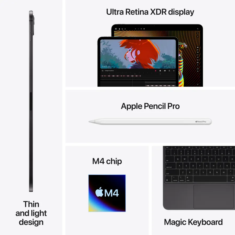 iPad Pro 13 M4, 256 GB Wi-Fi Standard glass 2024, Space Black — Image №8