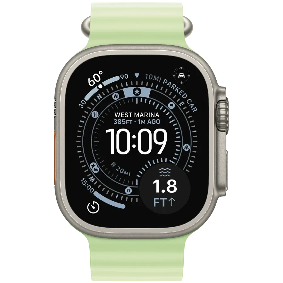 Apple 49mm Ocean Band Extension - Natural Titanium Finish Band Extension Ocean Band Neon Green Για Apple Watch 44/45/46/49 mm — Εικών №2