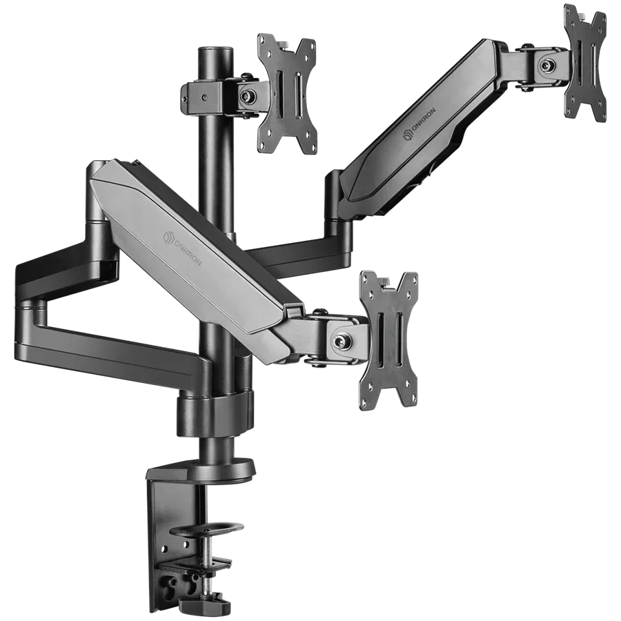 ONKRON Triple Monitor Desk Mount Stand for 13-32-Inch LCD LED Screens up to 8 kg, Black — Изображение №1