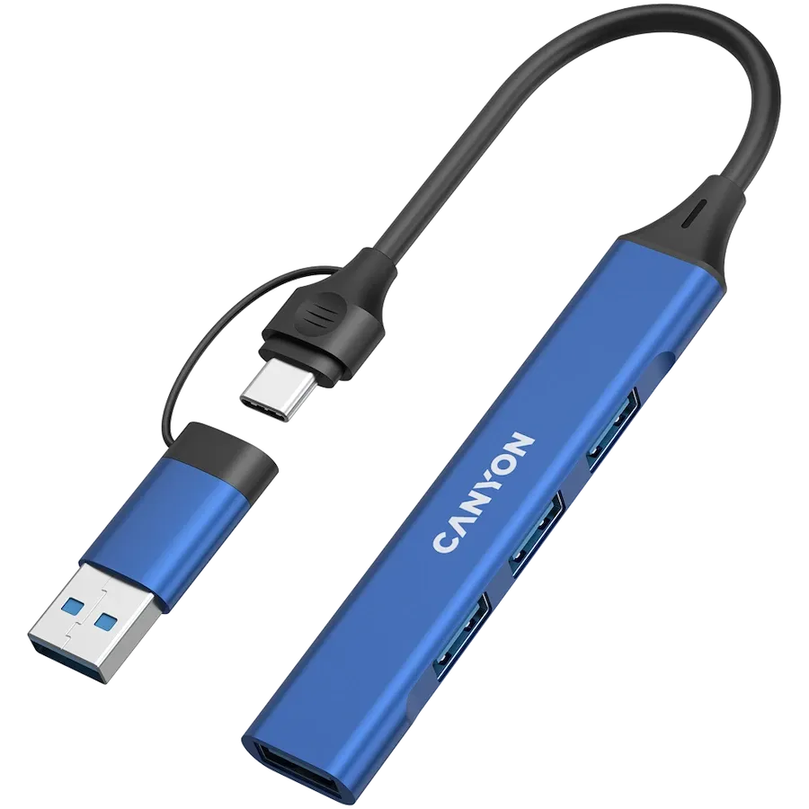 CANYON  DS-02  USB Хаб 4 Port USB-C Hub DS-02 Синий — Изображение №2
