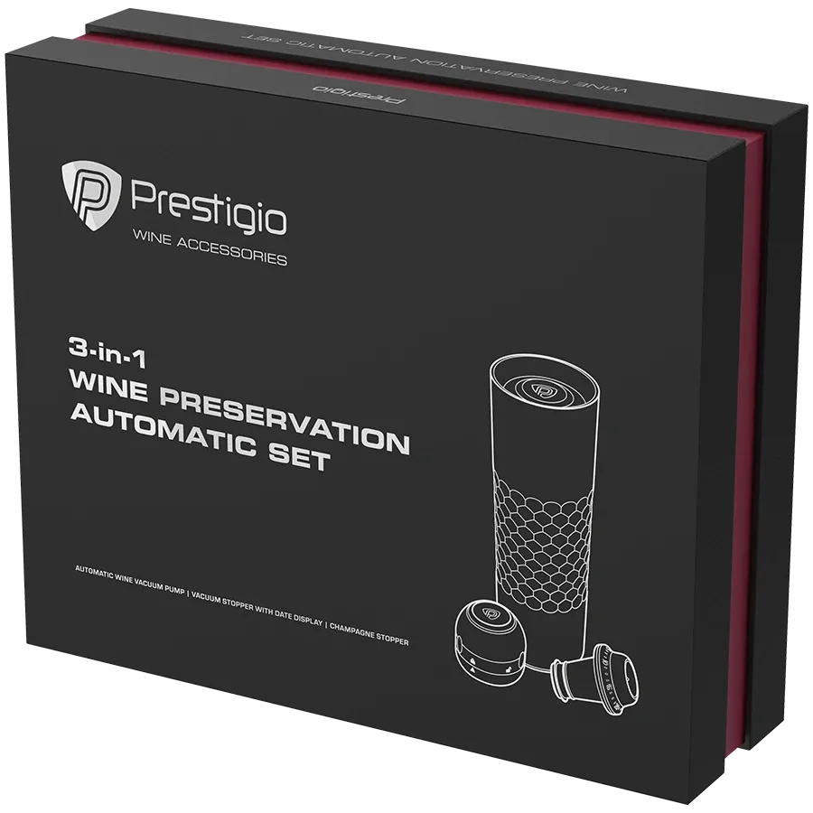 PRESTIGIO , ЧёрныйElectric Vacuum Wine Stopper with 2 stoppers — Изображение №10