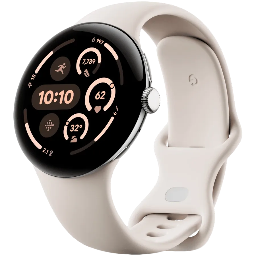 GOOGLE Pixel Watch 3 Smart Watch, 45mm, Silver — Image №1 GOOGLE Pixel Watch 3 Smart Watch, 45mm, Silver — Image №1