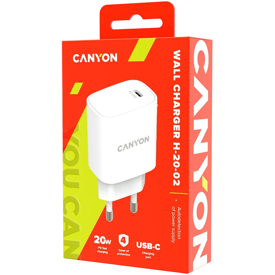 CANYON H-20-02 Адаптер питания 1*USB-C, 20 Вт, Белый — Изображение №3