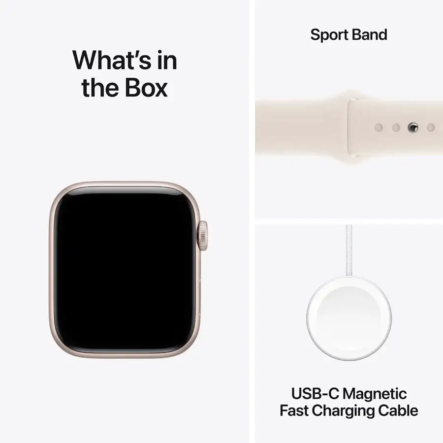 Apple Watch SE GPS Gen.3, 44mm, Gold, Starlight Sport Band, S/M — Image №8