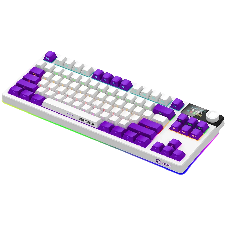 LORGAR KBP70TKLW Gaming Keyboard, Wireless, White, EN — Image №7