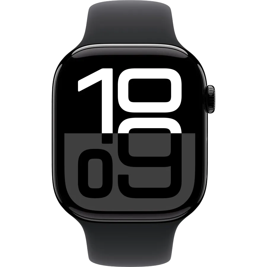 Apple Watch Series 10 GPS, 42χιλ., Jet Black, Μαύρο αθλητικό λουράκι, M/L — Εικών №2