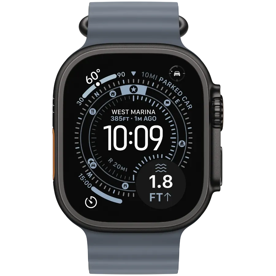 Apple 49мм Ocean Band - Black Titanium Finish Ремешок Ocean Band Anchor Blue для Apple Watch 44/45/46/49 mm — Изображение №2