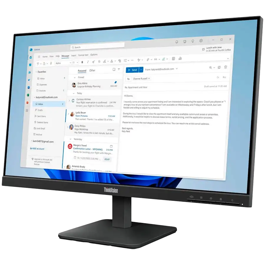 LENOVO Monitor LED (23.8", 1920x1080, IPS) Raven Black — Image №3