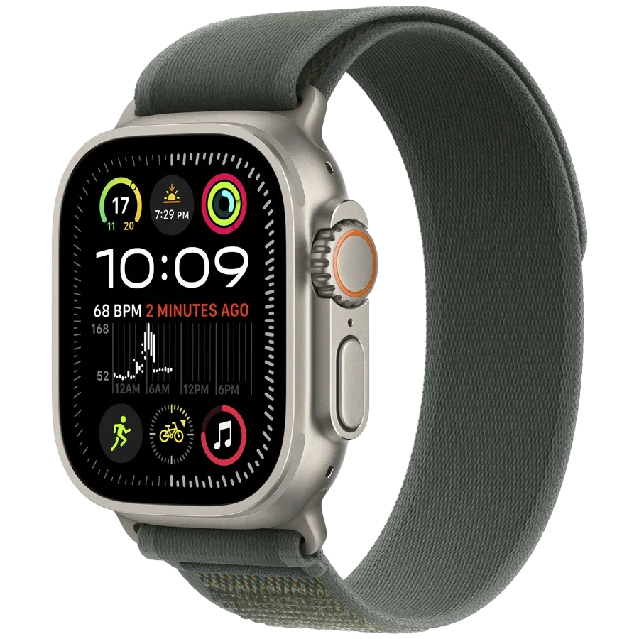 Ремешок APPLE Trail Loop S/M - Natural Titanium Finish Зеленый для Apple Watch 44/45/46/49 mm — Изображение №2