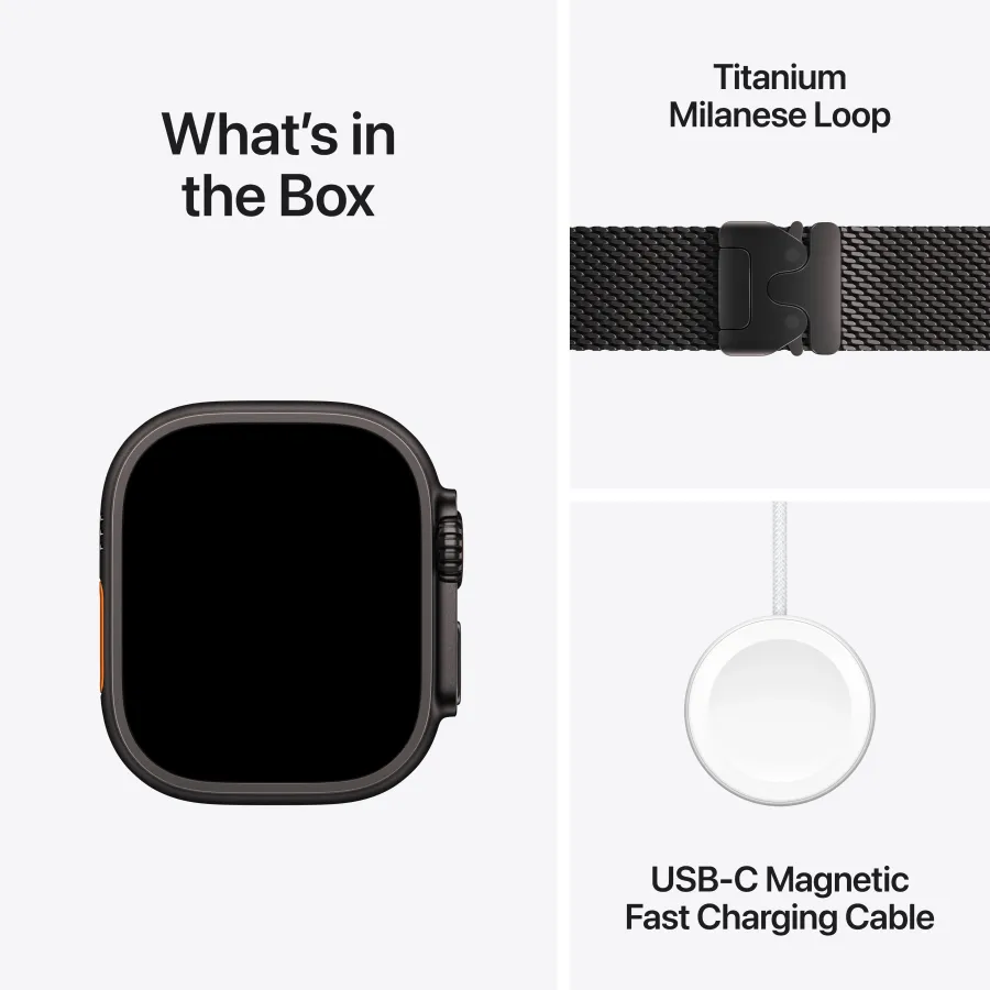 Apple Watch Ultra 2 2024, 49mm, Black Titanium, Black Titanium Milanese Loop, Small — Image №9