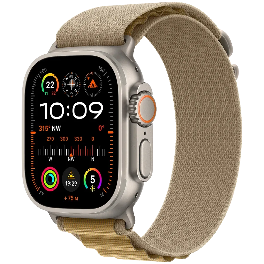 Apple Watch Ultra 2 2024, 49мм, Natural Titanium, Tan Alpine Loop, Размер M — Изображение №1