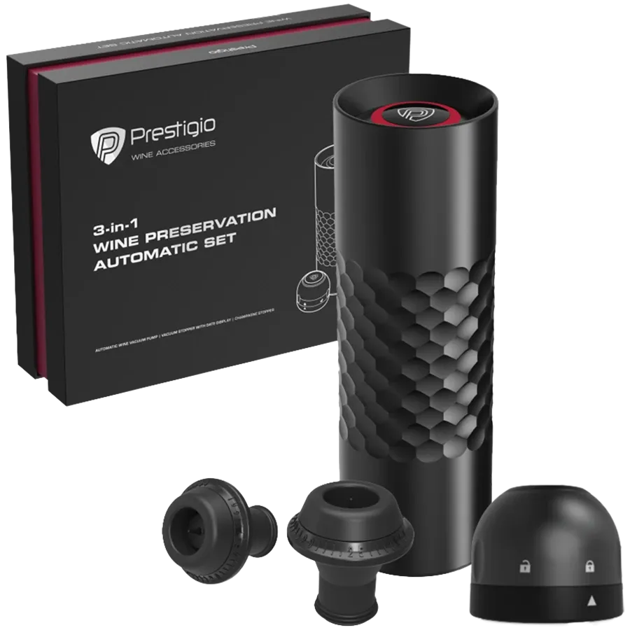 PRESTIGIO , ЧёрныйElectric Vacuum Wine Stopper with 2 stoppers — Изображение №2