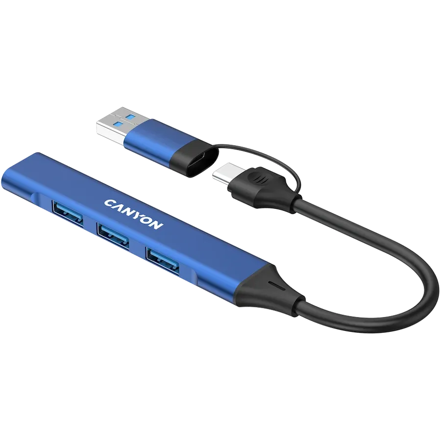 CANYON  DS-02  USB Хаб 4 Port USB-C Hub DS-02 Синий — Изображение №5