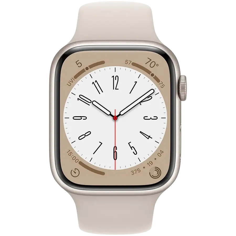 Apple Watch Series 8 GPS, 45mm, Starlight, Starlight Sport Band — Image №3