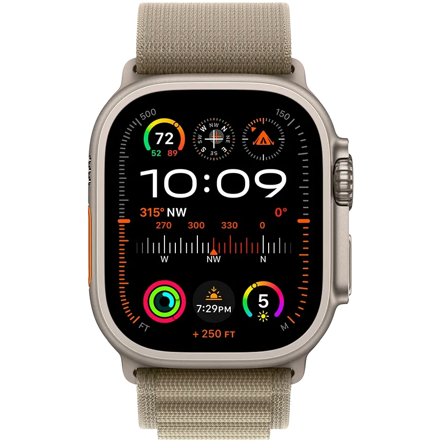 Apple Watch Ultra 2 2024, 49mm, Natural, Olive Alpine Loop, M — Image №2