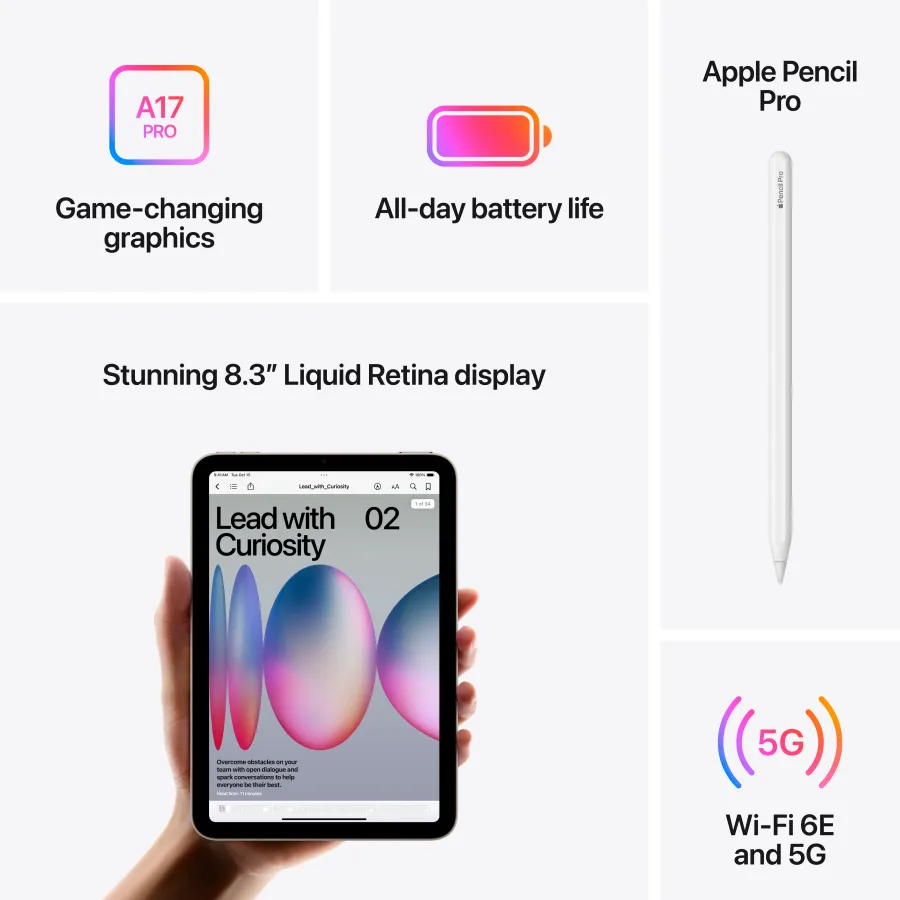 Apple iPad mini 6, 256 GB, Wi-Fi+4G, 2024, Starlight — Image №6 Apple iPad mini 6, 256 GB, Wi-Fi+4G, 2024, Starlight — Image №6