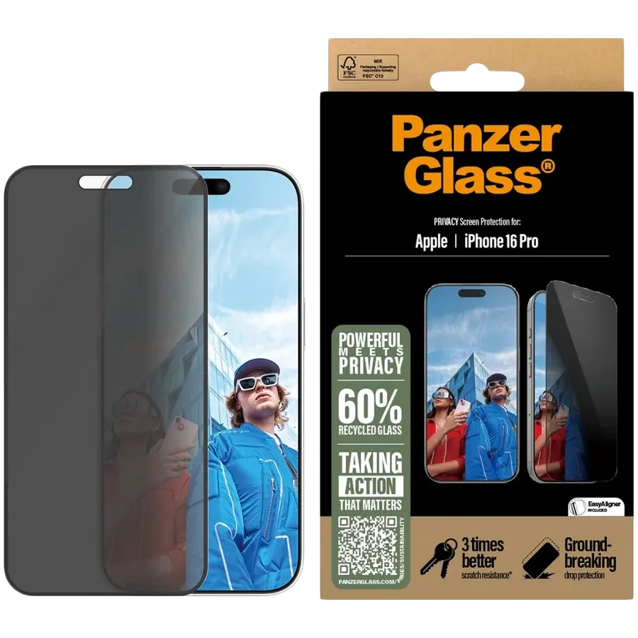 Safety Glass PANZERGLASS for iPhone 16 Pro, Tempered Glass — Image №1 Safety Glass PANZERGLASS for iPhone 16 Pro, Tempered Glass — Image №1