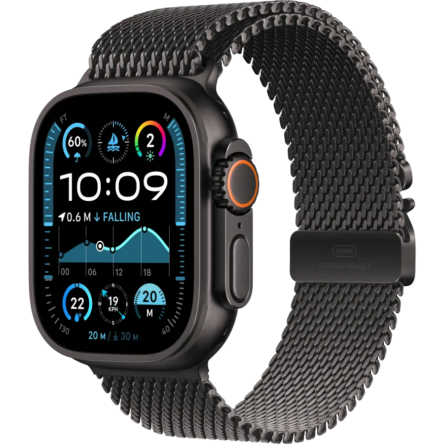 Apple Watch Ultra 2 2024, 49мм, Black Titanium, Черная титановая Milanese петля, L — Изображение №1