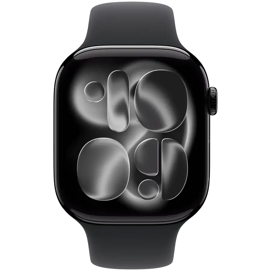 Apple Watch Series 11 GPS, 46χιλ., Jet Black Aluminium, Μαύρο αθλητικό λουράκι, S/M — Εικών №2
