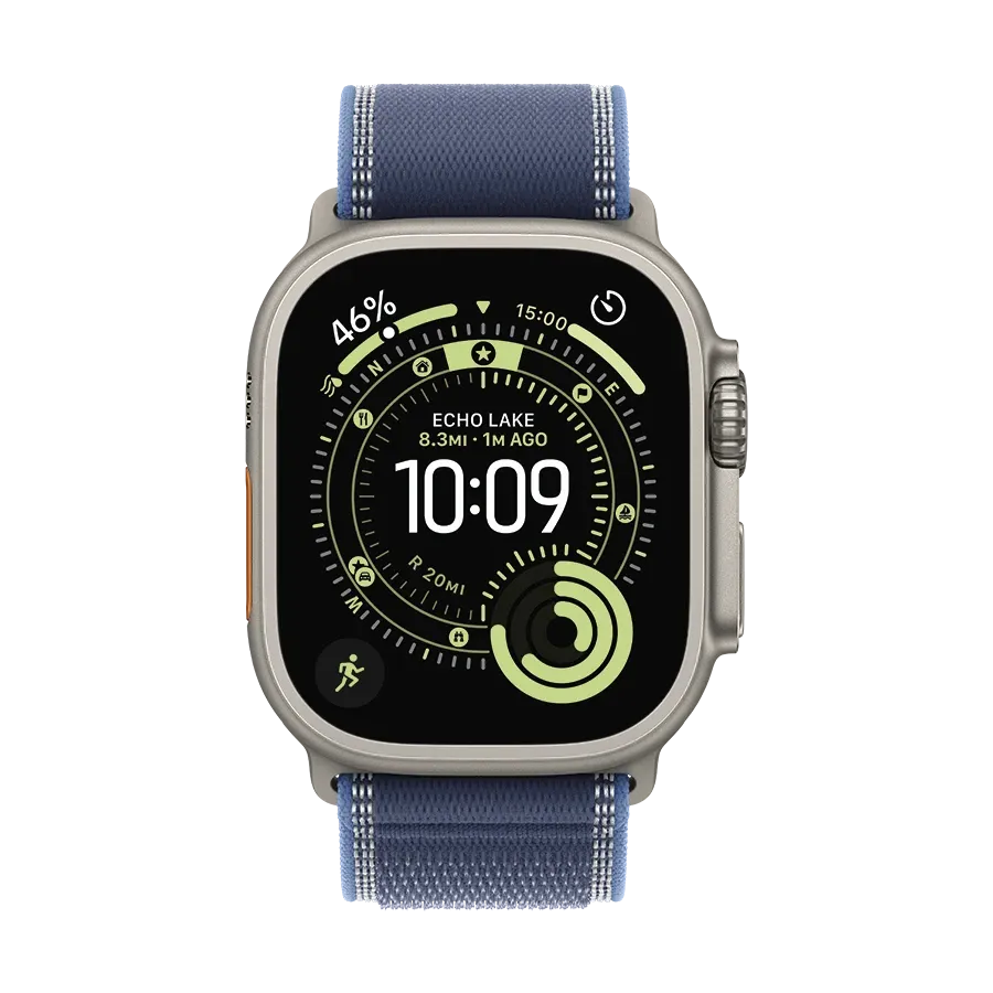 Apple 49мм Trail Loop - M/L Ремешок Trail Loop - Natural Titanium Finish Blue/Bright Blue для Apple Watch 44/45/46/49 mm — Изображение №4