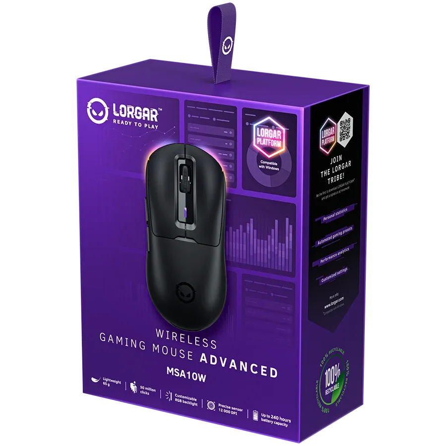 LORGAR MSA10W Игровая мышь, Беспроводная, Чёрный — Изображение №8