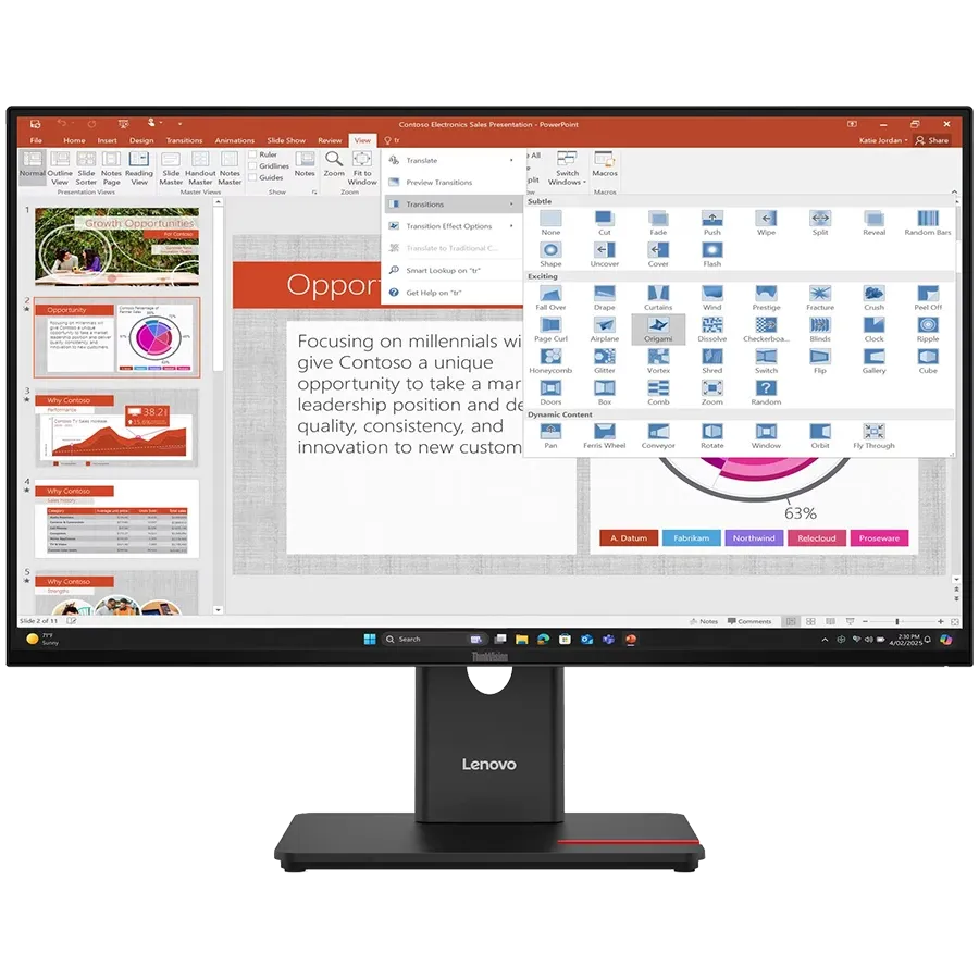 LENOVO Monitor LED (27", 1920x1080, IPS) Eclipse Black — Image №1