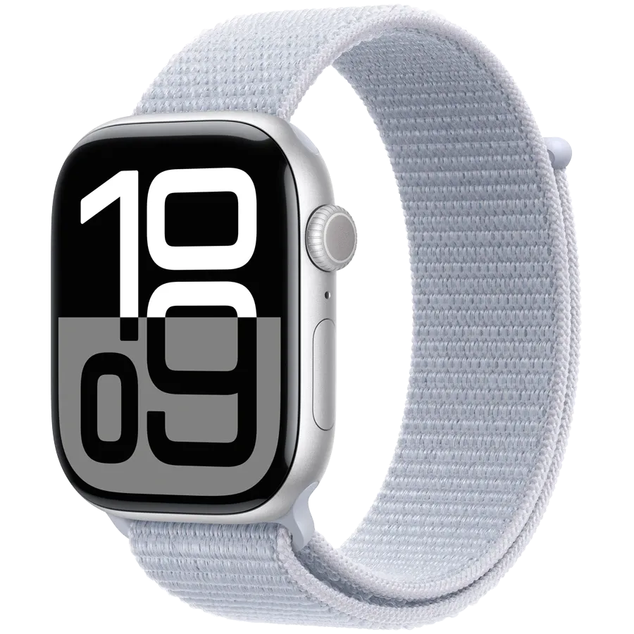 Apple Watch Series 10 GPS, 42χιλ., Ασημί, Blue Cloud Sport Loop — Εικών №1