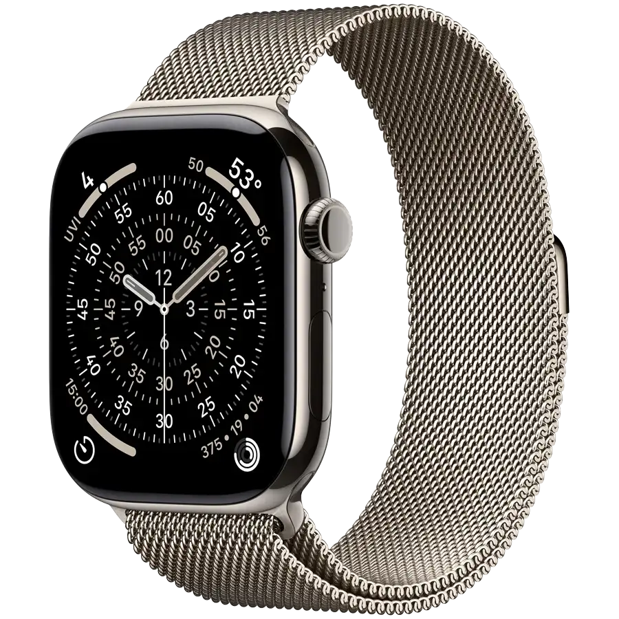 Apple Watch Series 11 GPS, 42mm, Natural Titanium, Natural Milanese Loop — Image №1
