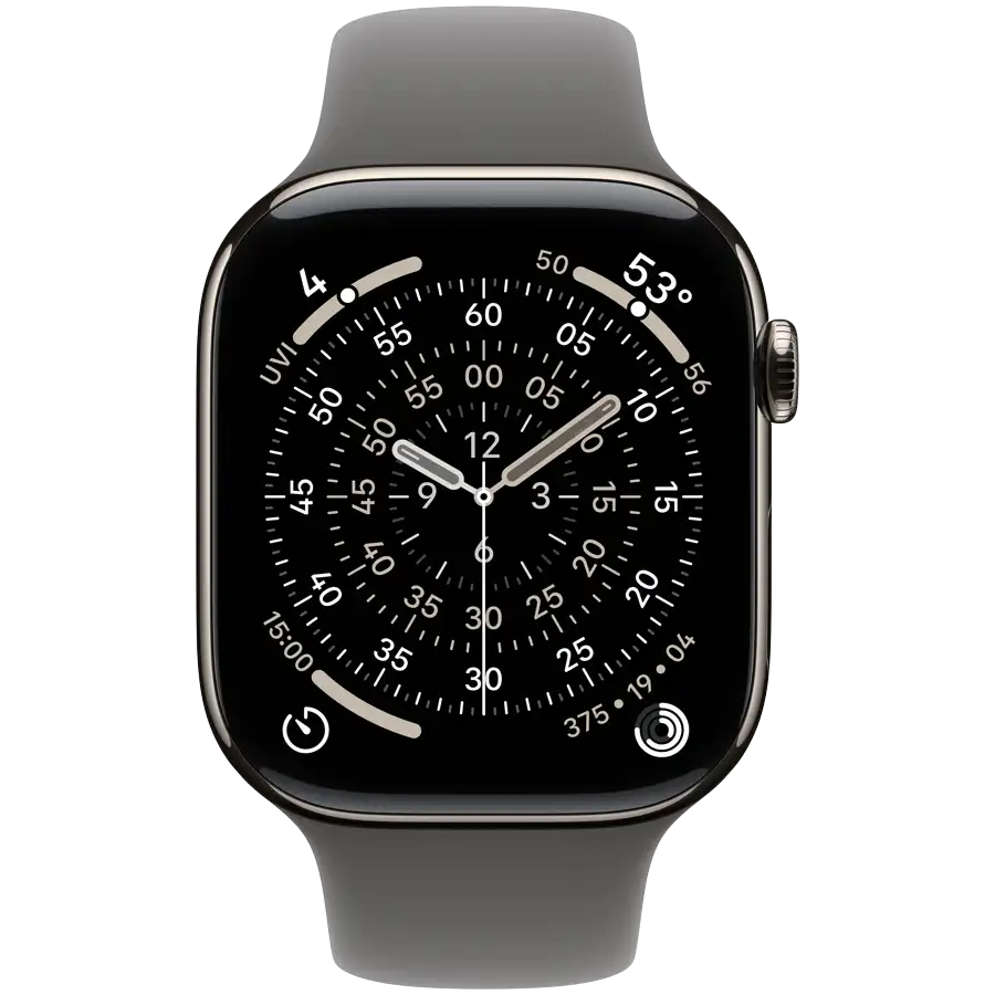 Apple Watch Series 11 GPS, 46мм, Natural Titanium, Stone Grey Sport Band, S/M — Изображение №2