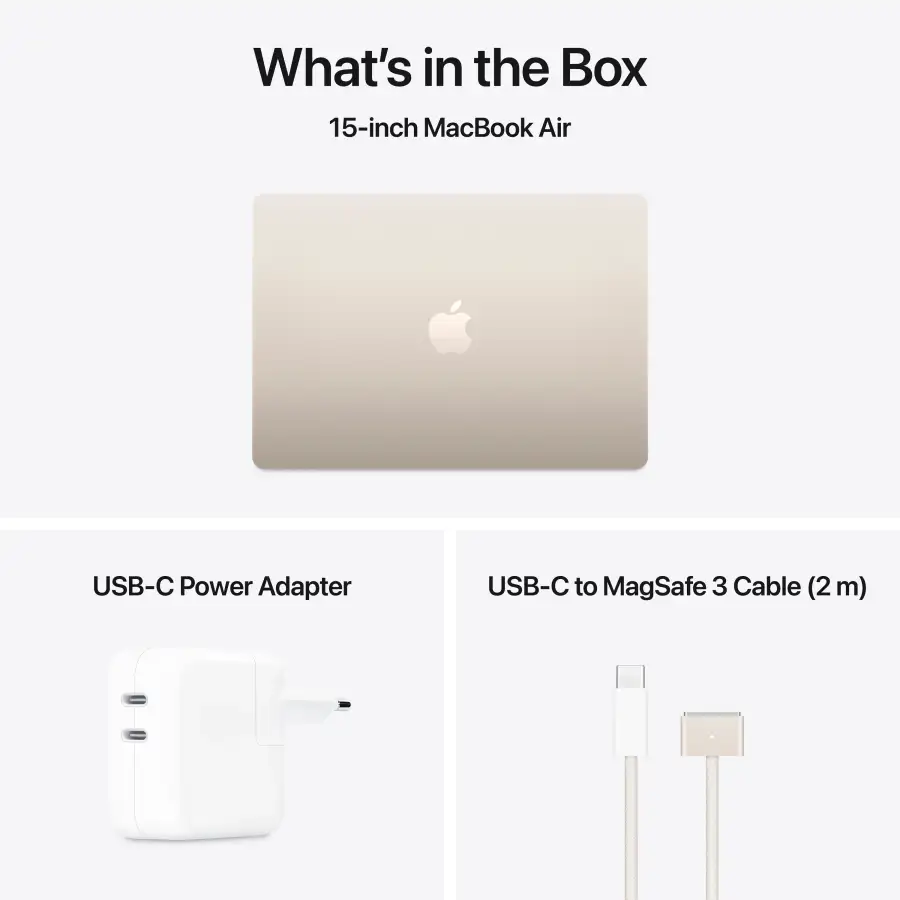 Apple MacBook Air 15.3"  Apple M4 (10C CPU/10C GPU), 16 GB, 256 GB, Starlight, 2025 — Изображение №9