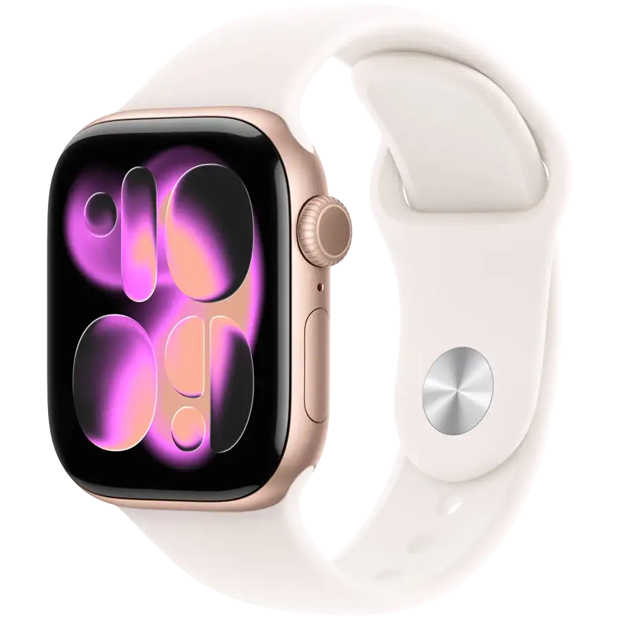 Apple Watch Series 11 GPS, 42мм, Rose Gold Aluminium, Светлый розовый спортивный ремешок, S/M — Изображение №1
