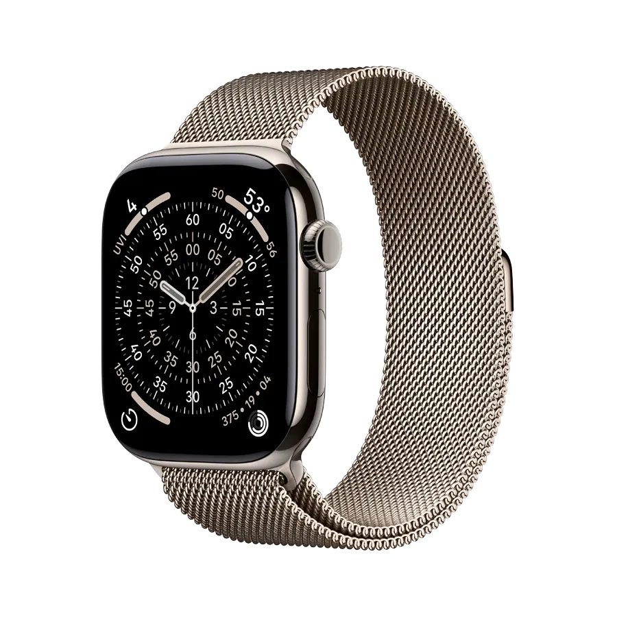 Apple Watch Series 11 GPS, 42мм, Natural Titanium, Natural Milanese Loop — Изображение №1