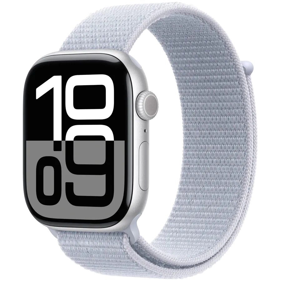 Apple Watch Series 10 GPS, 46χιλ., Ασημί, Blue Cloud Sport Loop — Εικών №1
