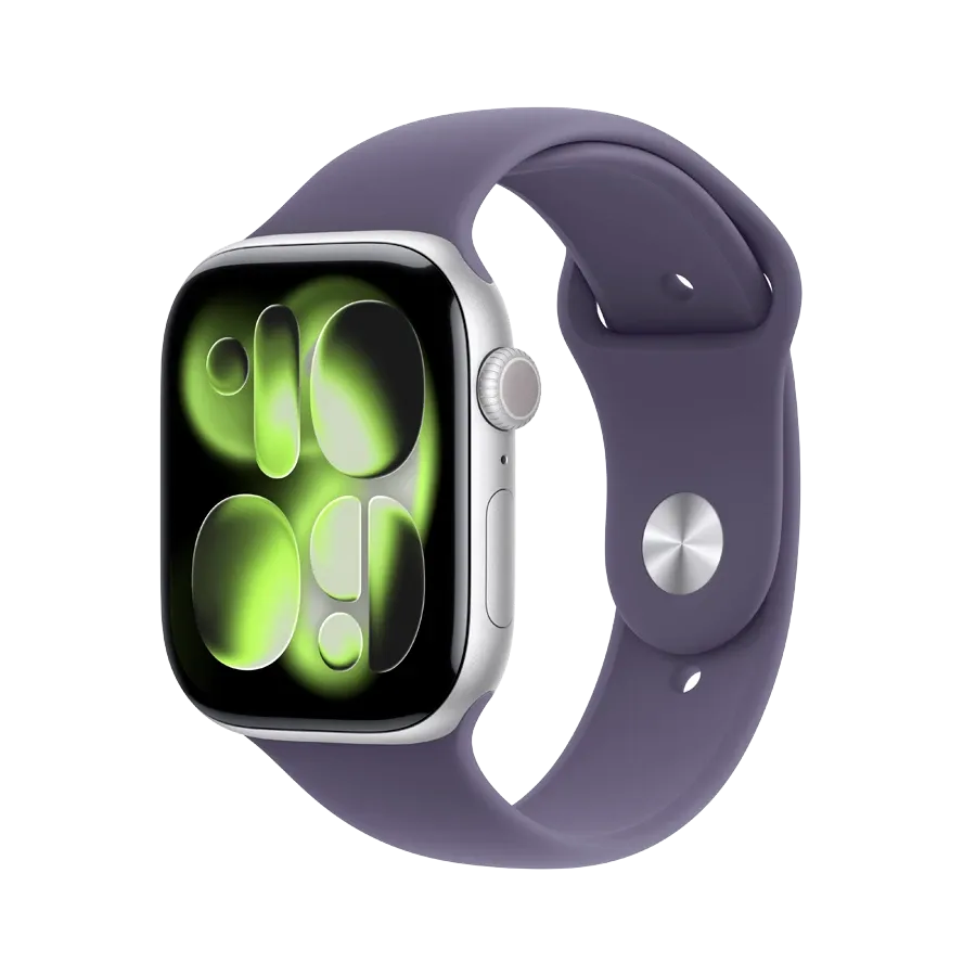 Apple Watch Series 11 GPS, 46мм, Silver Aluminium, Purple Fog Sport Band, S/M — Изображение №1