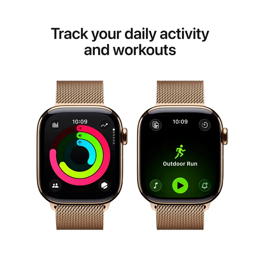 Apple Watch Series 11 GPS, 42mm, Gold Titanium, Gold Milanese Loop — Image №4