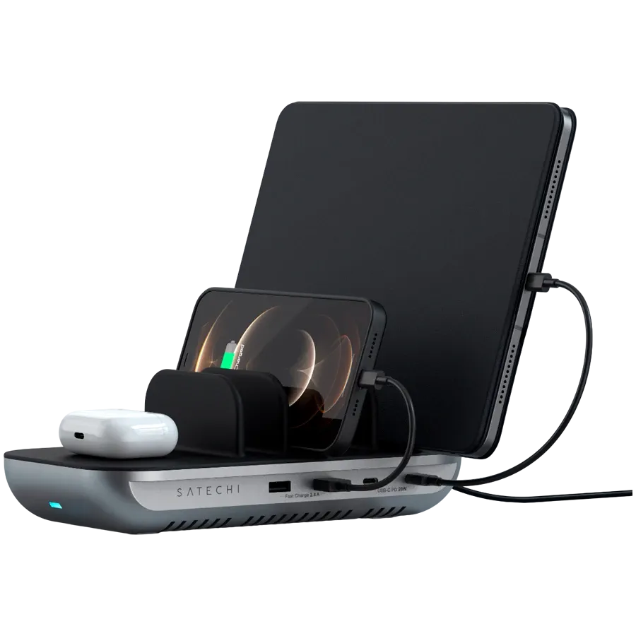 SATECHI Επαγωγικός Φορτιστής, 42 βατ, Space Gray 2*USB Type-A, 2*USB Τύπος C — Εικών №4
