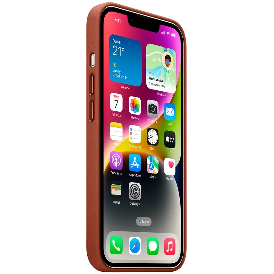 Husă APPLE din piele cu MagSafe pentru iPhone 14, Umber — image №3
