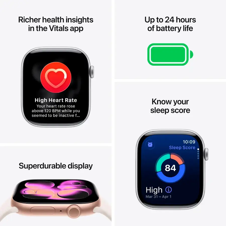 Apple Watch Series 11 GPS, 46mm, Slate Titanium, Black Sport Band, M/L — Image №3
