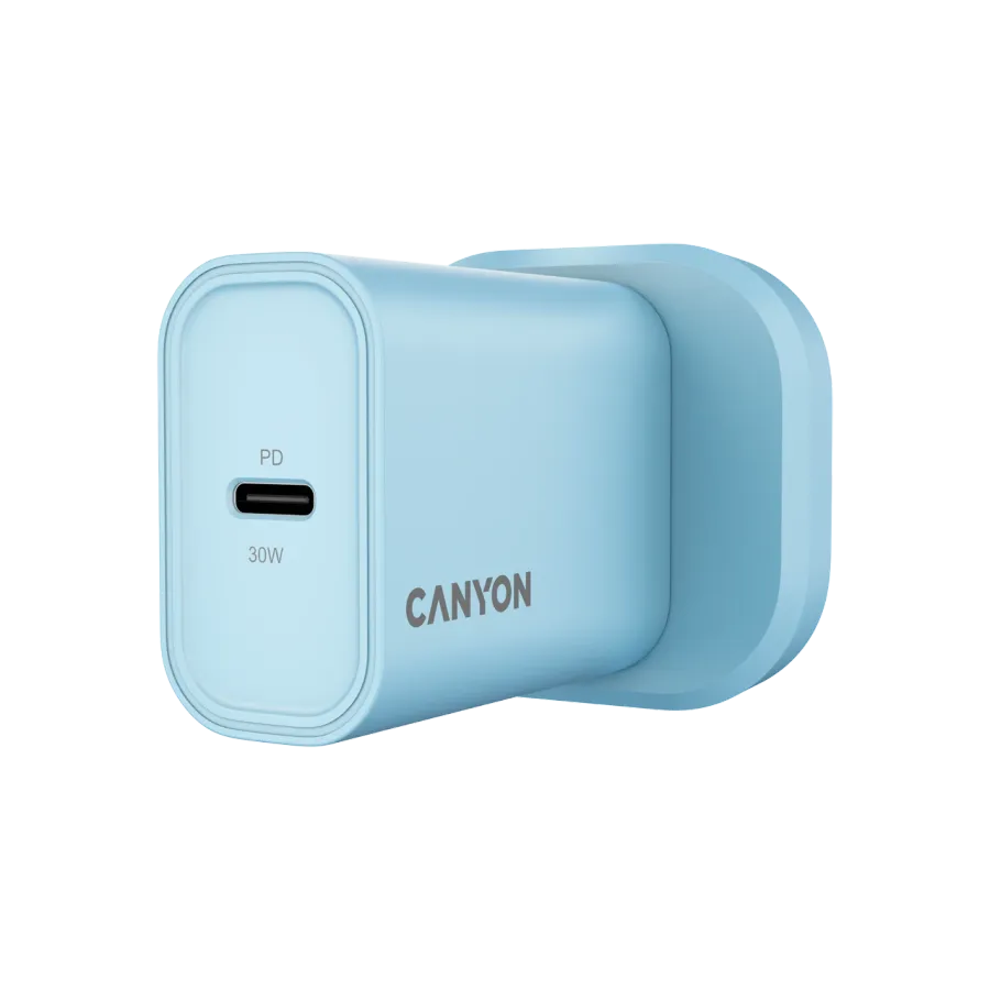 CANYON OnCharge 30CL UK Адаптер питания 1*USB-C, 30 Вт, Синий 1*USB Тип C — Изображение №2