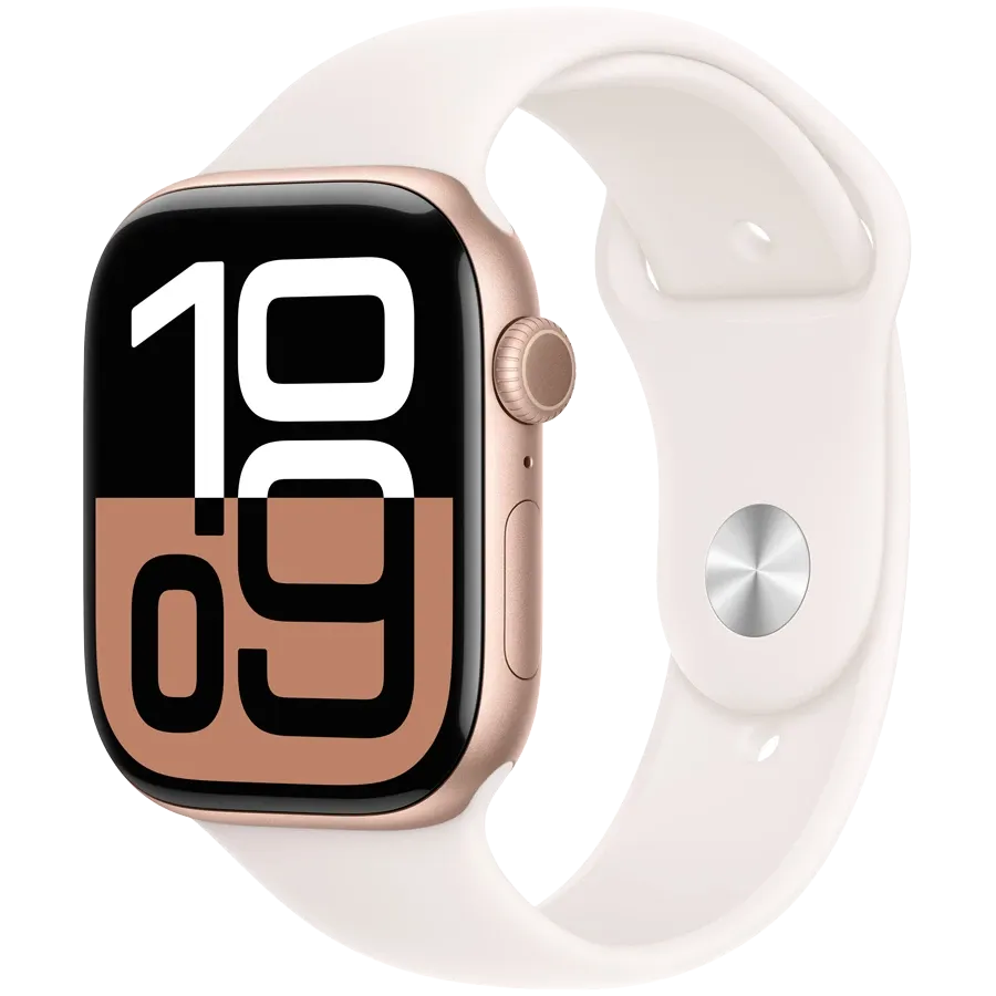 {APPLE} Apple Watch Series 10 GPS, 42мм, Розовое золото, Light Blush Sport Band, S/M (MWWH3QI/A_IS) — Изображение №1