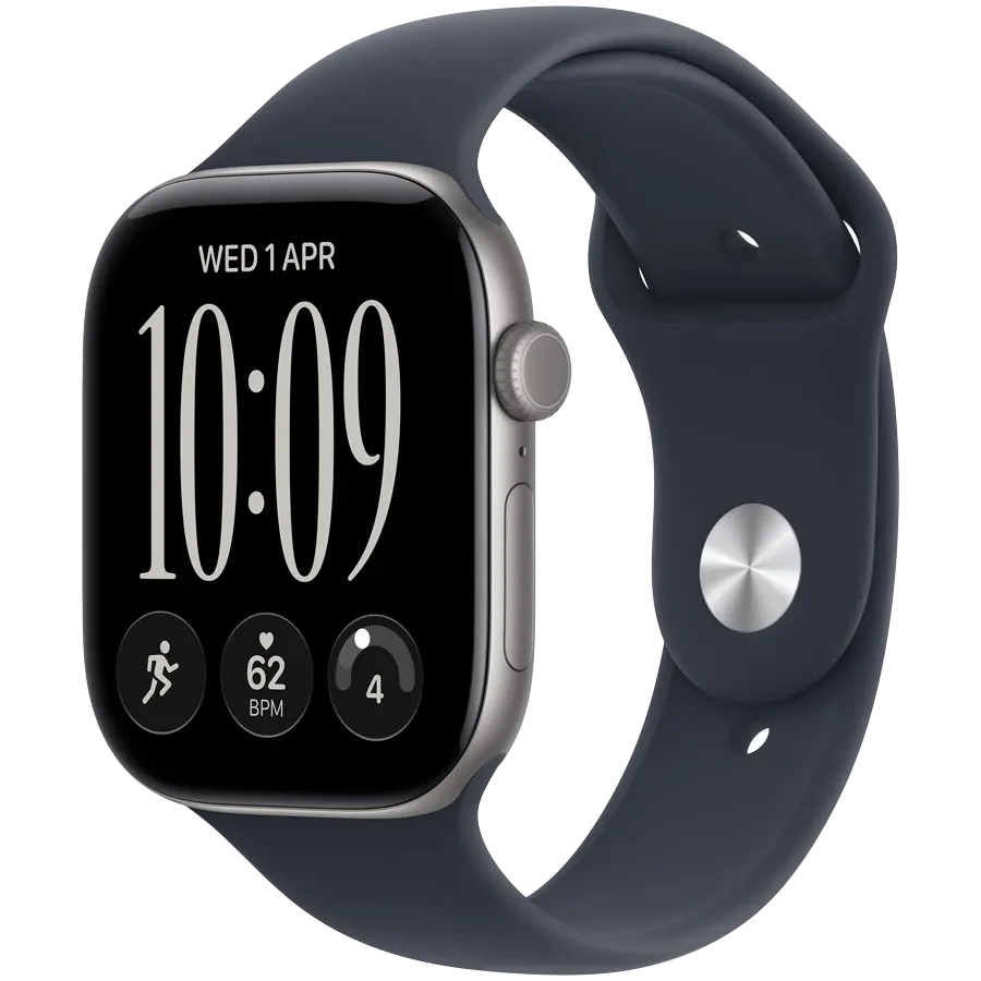 Apple Watch Series 12 GPS, 46χιλ., Διαστημικό γκρι, Navy Blue Sport Band, S/M — Εικών №1