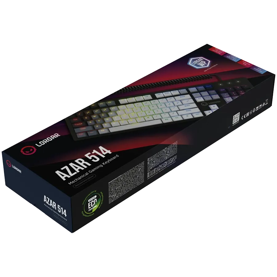 LORGAR Azar 514 Gaming Keyboard, Wired, White, EN — Image №8