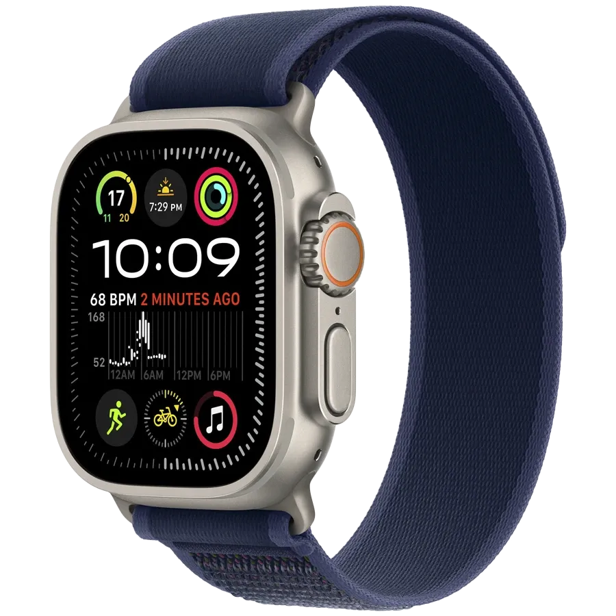 Ремешок APPLE Trail Loop M/L - Natural Titanium Finish Синий для Apple Watch 44/45/46/49 mm — Изображение №2