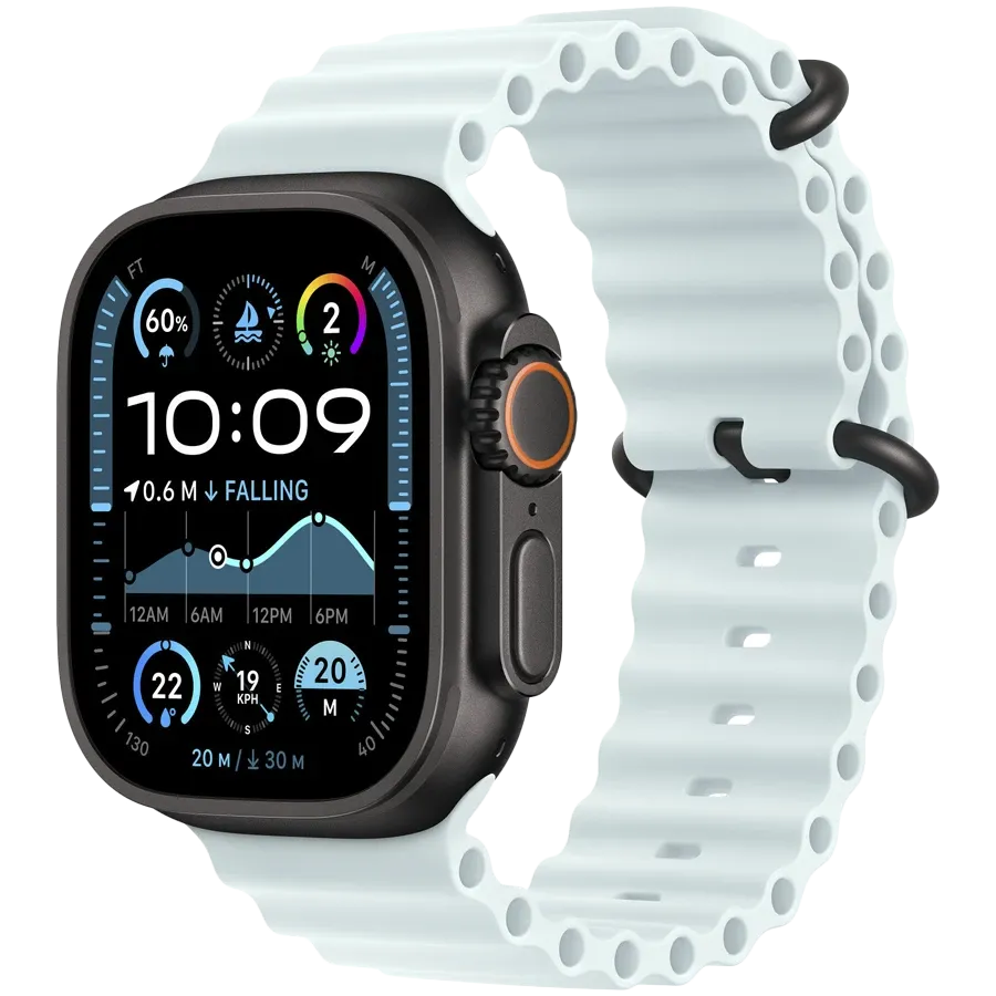 Удлинитель ремешка APPLE 49мм Ocean Band Extension - Black Titanium Finish Ocean Band Extension - Black Titanium Finish Ice Blue для Apple Watch 44/45/46/49 mm — Изображение №2