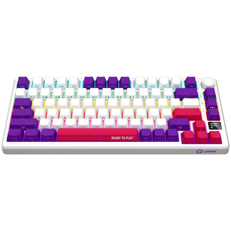 LORGAR KBP7075W Gaming Keyboard, Wireless, White, EN — Image №3