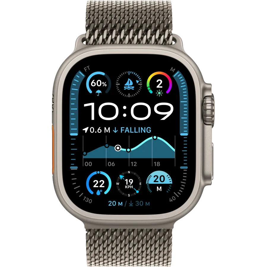 Apple Watch Ultra 2 2024, 49χιλ., Natural Titanium, Natural Titanium Milanese Loop, Medium — Εικών №2