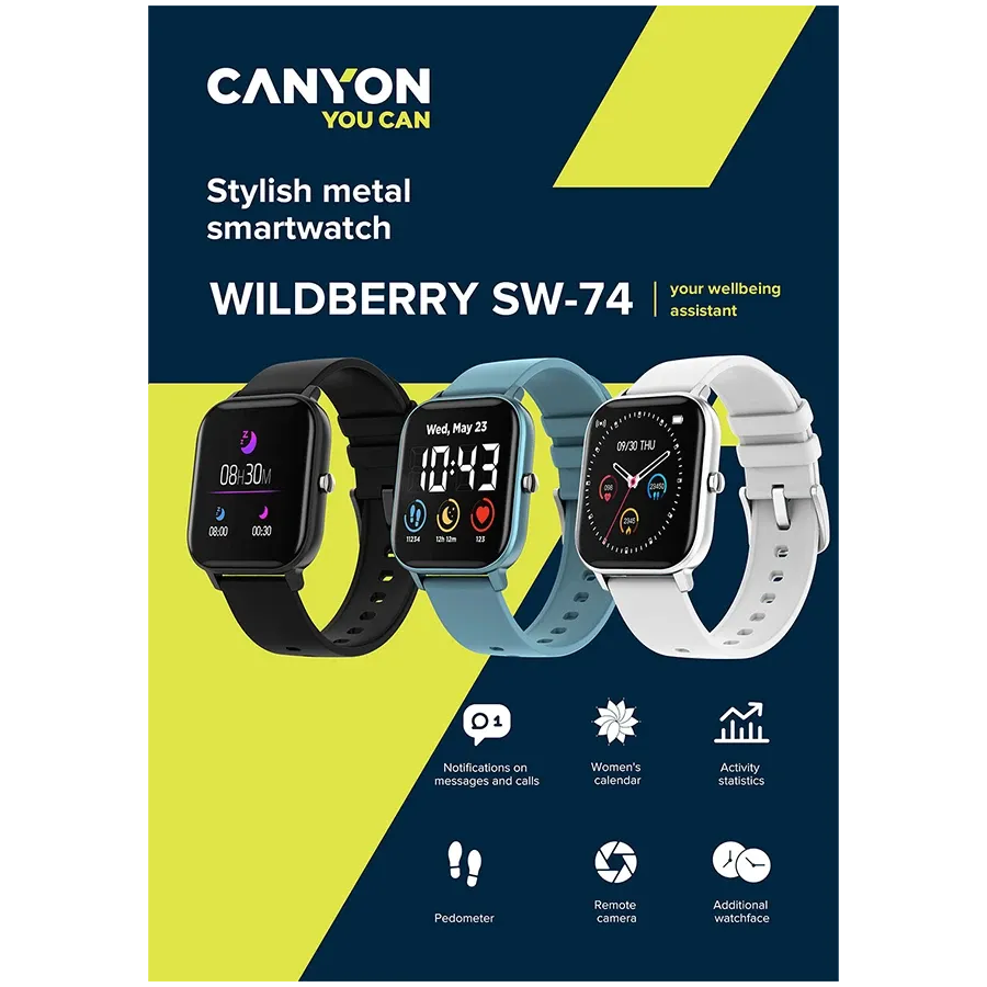 CANYON Wildberry SW-74 Smart Watch, 42χιλ., Μαύρος — Εικών №11